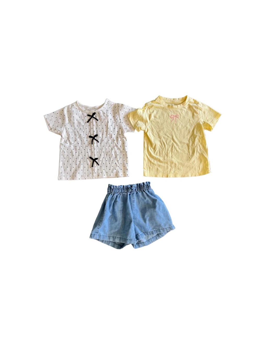 🌼 Zara & H&M Girls Bundle Sizes 3-5T Chambray Shorts & Tees